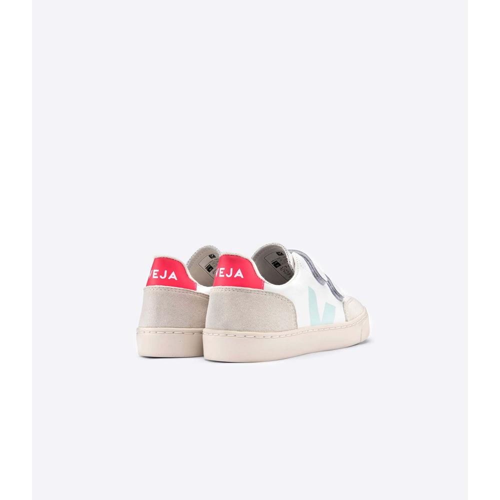 Veja V-12 LEATHER Kids' Sneakers White/Beige | NZ 878LIS